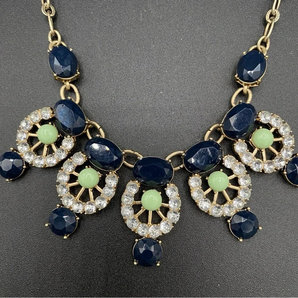 J. Crew Sparkly Statement Bib Necklace in Navy Blue